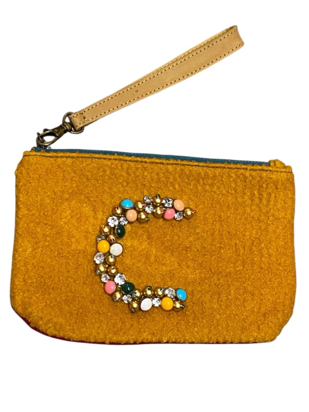 Miss Albright Mustard Wristlet with Jeweled 'C' Accent